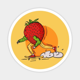 Strawberry on a skateboard Magnet